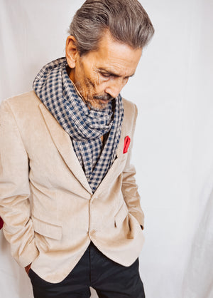 Navy Checkered Scarf