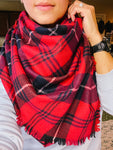 Red + Blue Plaid Blanket Scarf