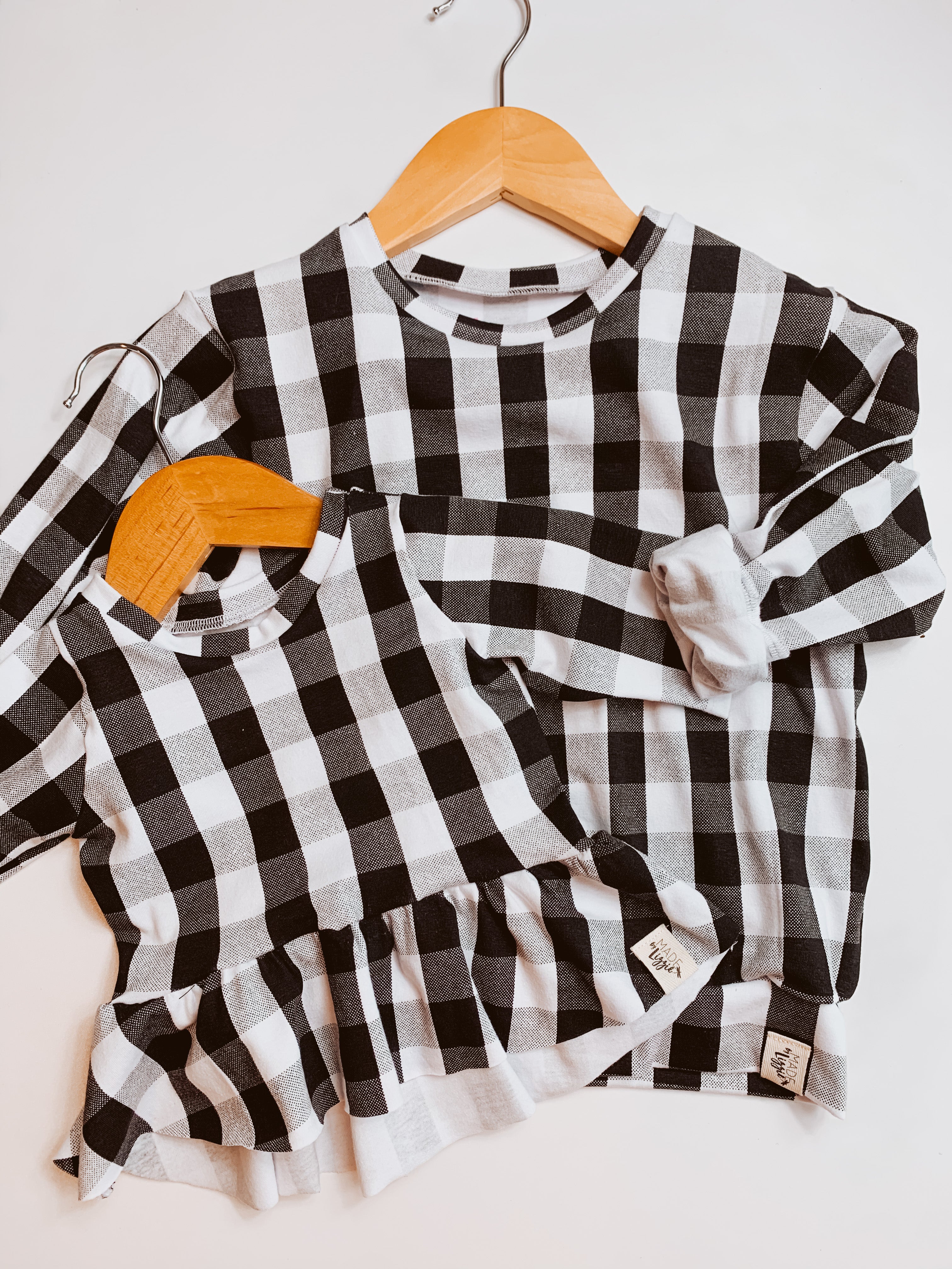 Buffalo Plaid 3/4 Sleeves Peplum