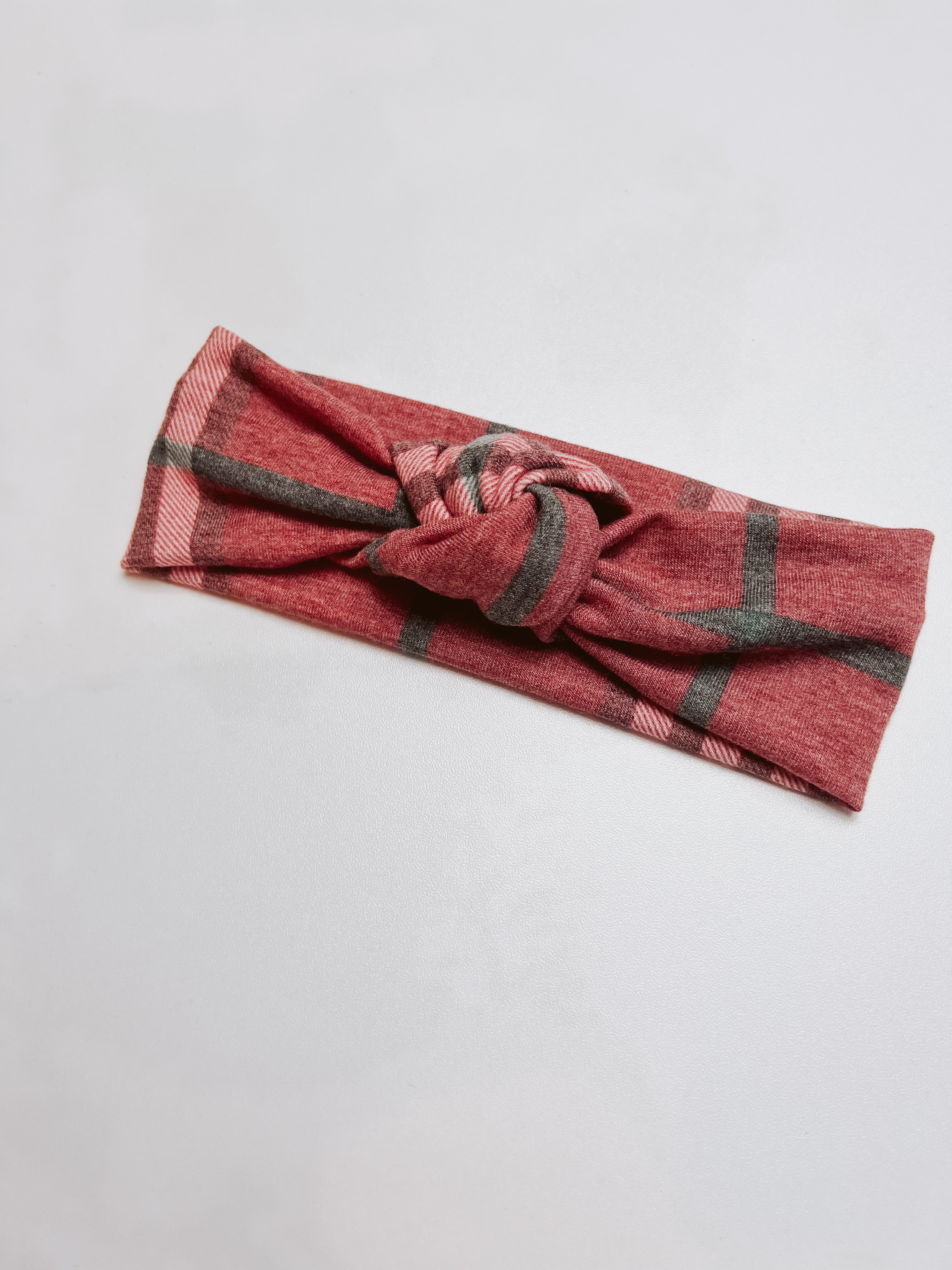 Red Plaid Knot Headband