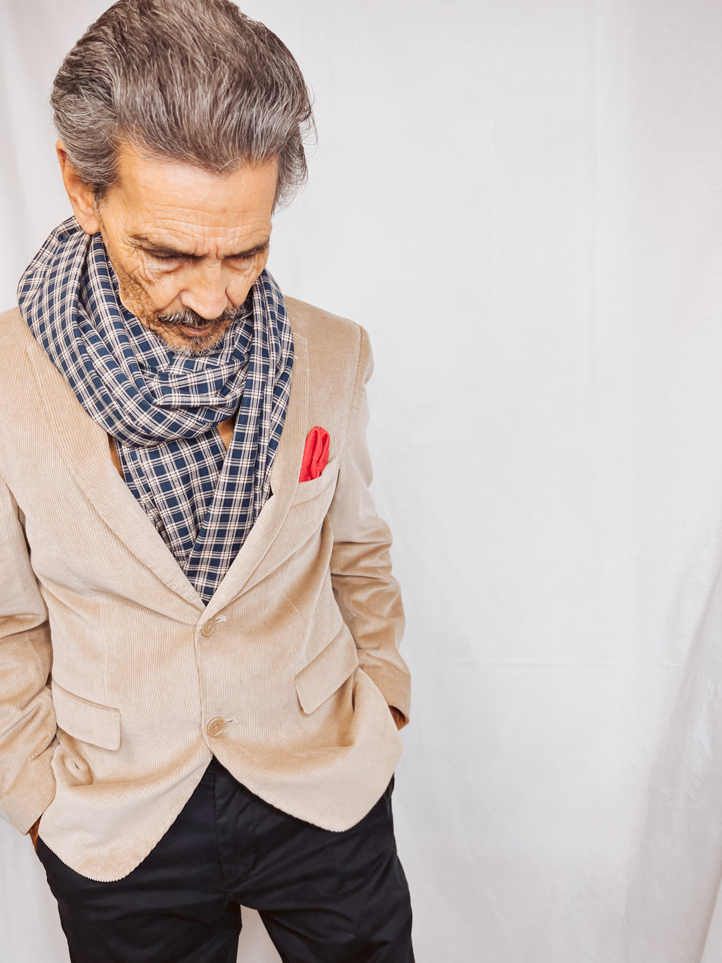 Navy Checkered Scarf
