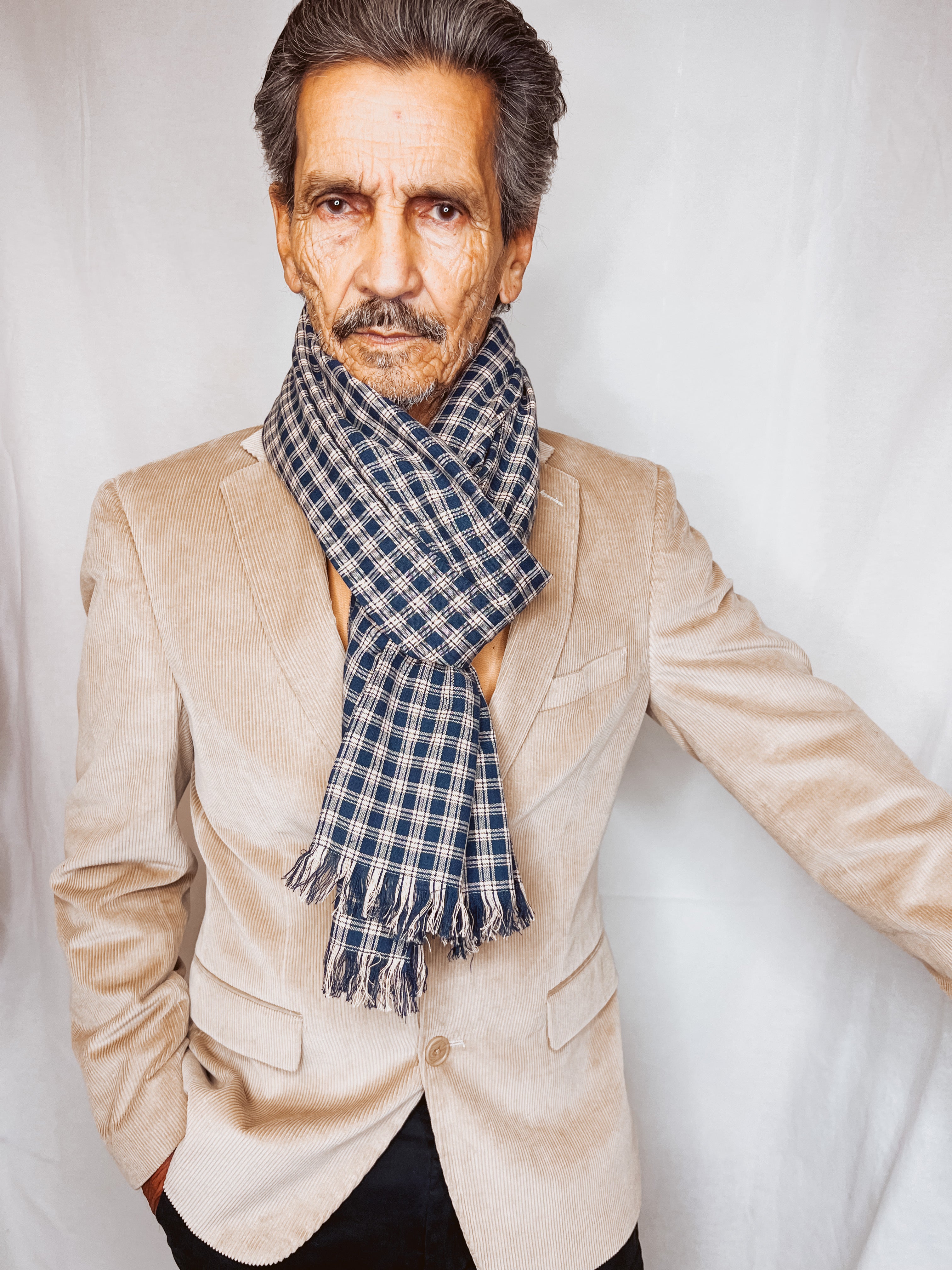 Navy Checkered Scarf