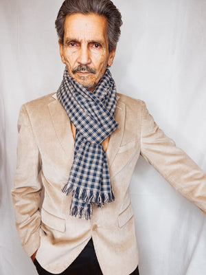 Navy Checkered Scarf