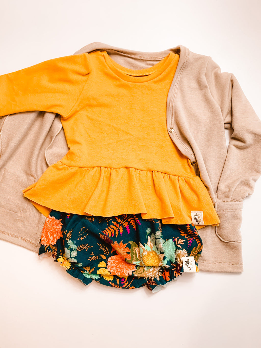 Mustard 3/4 Sleeves Peplum Top