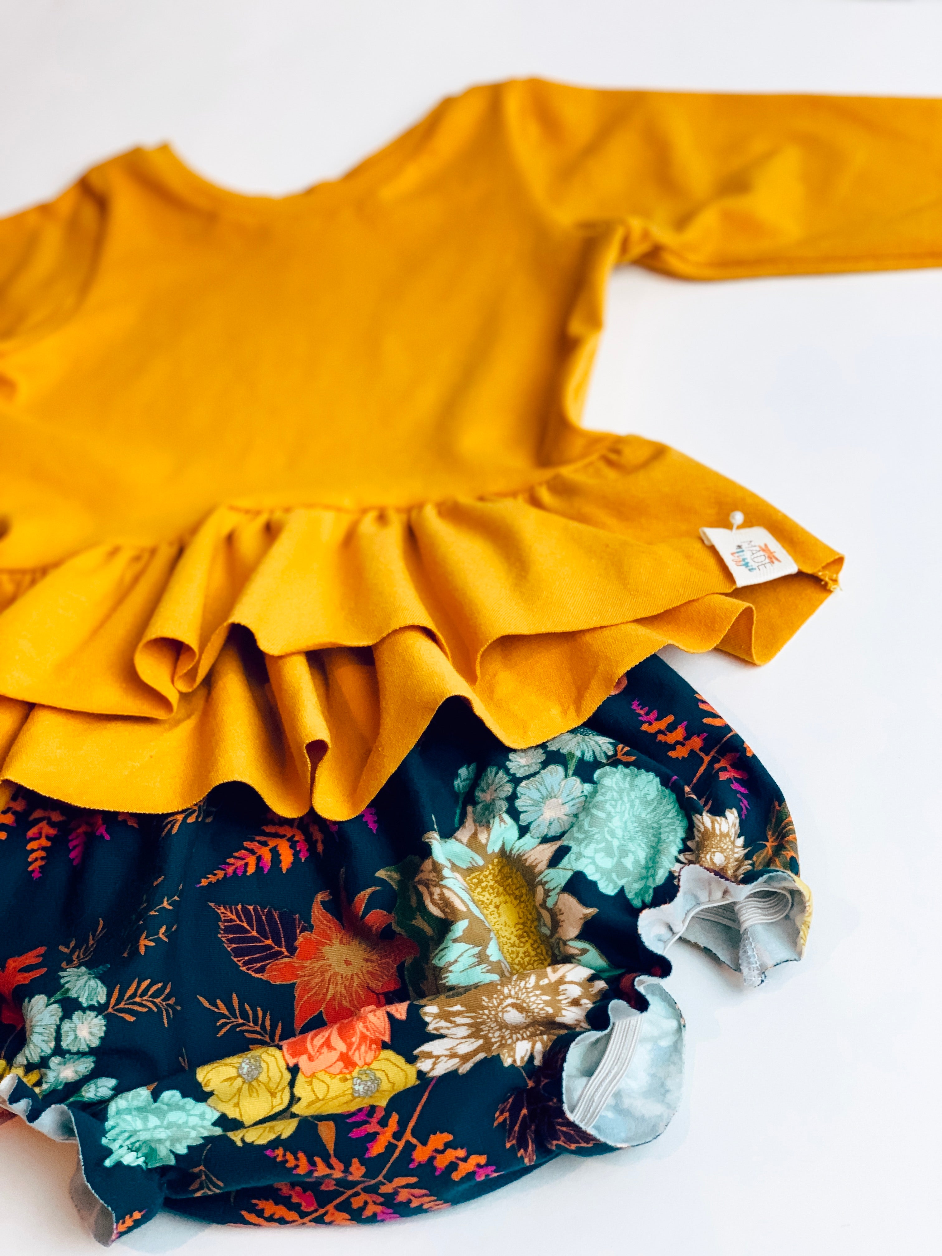 Mustard 3/4 Sleeves Peplum Top