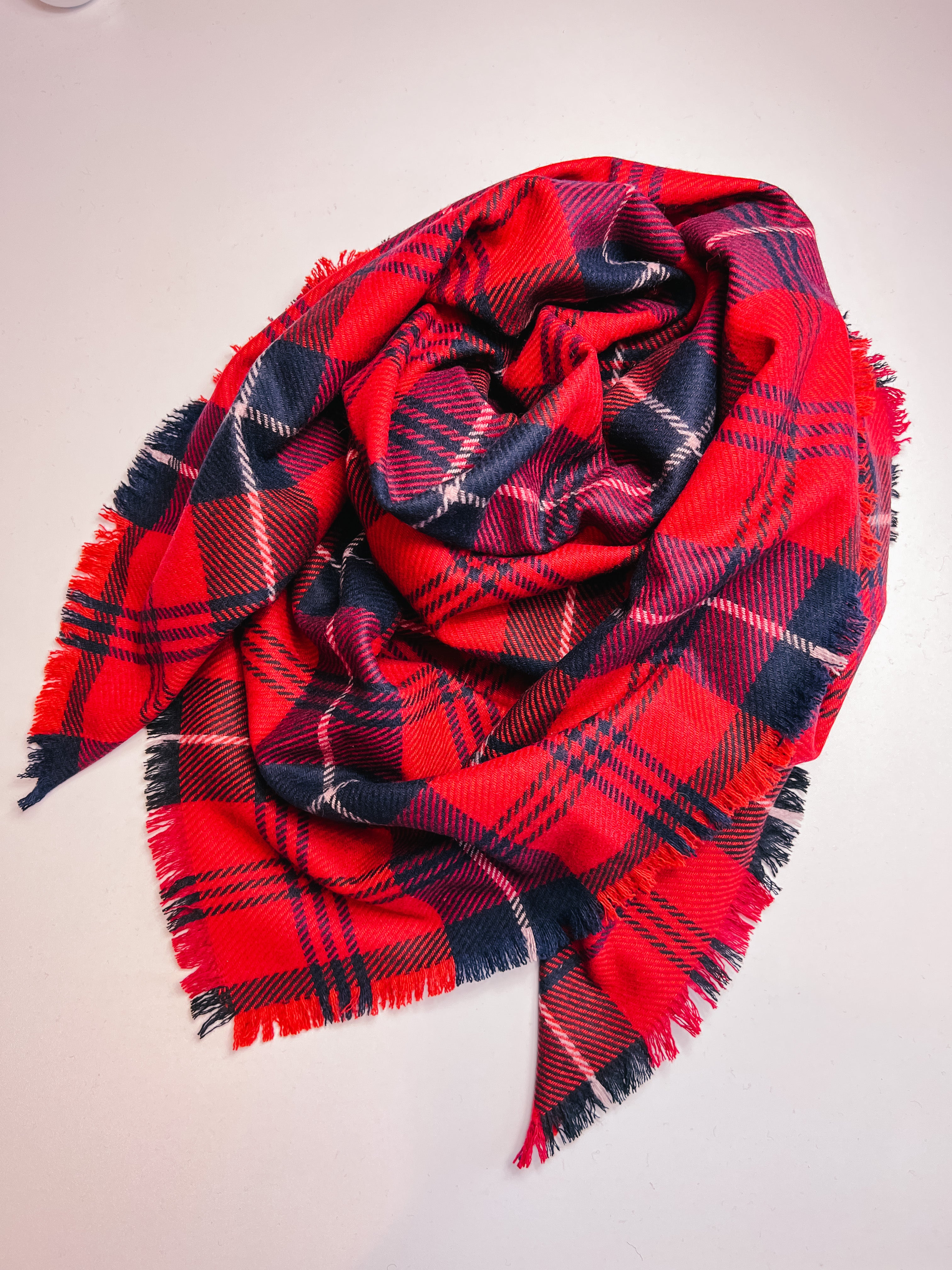 Red + Blue Plaid Blanket Scarf