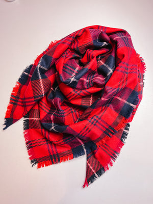 Red + Blue Plaid Blanket Scarf