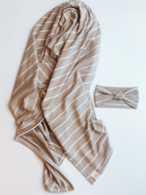 Taupe Stripes Swaddle